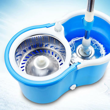 絞りやすいマイクロファイバースピンモップ&バケツ床掃除システム、詰め替え用1個付き